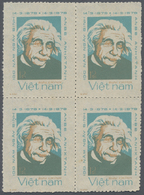 (*)/ Vietnam, Soz. Republik (ab 1975): 1977, Albert Einstein 12 Xu With Error "black Colour Missing", Block Of 4, Unused - Viêt-Nam