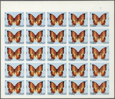 ** Schardscha / Sharjah: 1972. Progressive Proof (5 Phases) In Complete Sheets Of 25 For The 1r Value Of The BUTTERFLIES - Sharjah