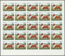 ** Schardscha / Sharjah: 1972. Progressive Proof (6 Phases) In Complete Sheets Of 25 For The 20dh Value Of The DOGS Seri - Sharjah