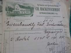 Facture Illustrée Strasbourg Strassburg E En Allemand 1913 Ch.Hackenschmidt Korbwaren Und Korbmöbel Fabrik - 1900 – 1949