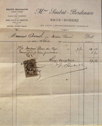 Facture De Mme SAUBAT - BORDENAVE à EAUX-BONNES à Mr AURIOL - Timbrée Datée 23.08.1889 Et Signée - BE - 1800 – 1899