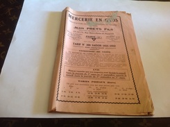 Mercerie En Gros  Manufacture Coton Et Pelotes Paris Tarif Saison 1931 1932 Tard Postaux Gare Jean Prêts Fils - Material Y Accesorios