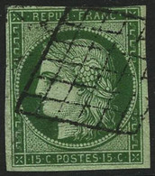Oblit. N°2 15c Vert, Signé Calves - TB - 1849-1850 Ceres