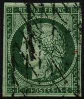 Oblit. N°2 15c Vert, Signé Calves - TB - 1849-1850 Ceres