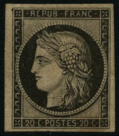 ** N°3F 20c Noir, Réimp - TB - 1849-1850 Cérès