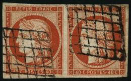 Oblit. N°5a 40c Orange Vif, Paire - TB - 1849-1850 Ceres