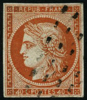 Oblit. N°5d 40c Orange, Varièté 4 Retouché, Signé Calves, Brun Et Roumet - TB - 1849-1850 Ceres