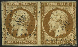 Oblit. N°9  10c Bistre, Paire Obl PC - TB - 1852 Louis-Napoleon