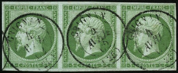 Oblit. N°12 5c Vert, Bande De 3 Obl CàD - TB - 1853-1860 Napoléon III.