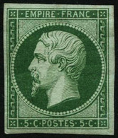 ** N°12b 5c Vert Foncé, Signé Roumet Et Brun - TB - 1853-1860 Napoléon III.