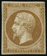 ** N°13B 10c Brun Clair, Type II Signé Brun - B - 1853-1860 Napoléon III.