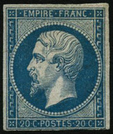 ** N°14A 20c Bleu, Type I Petite Marge En Bas - B - 1853-1860 Napoleon III