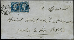 Oblitéré N°14A X 2 Piquage SUSSE, Sur LAC Incomplète De Château-Villain, Certificat VON DER WEID - TB - 1853-1860 Napoleon III