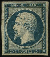 ** N°15 25c Bleu, Signé Calves, Brun Et Baudot - TB - 1853-1860 Napoleon III