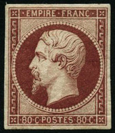 ** N°17Aa 80c Carmin Clair, Signé JF Brun - TB - 1853-1860 Napoleon III