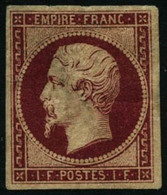 ** N°18a 1F Carmin Foncé, Signé Calves - TB - 1853-1860 Napoleon III