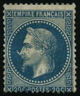 ** N°29Bb 20c Bleu, Type II à La Corne, Très RARE Signé Calves - TB - 1863-1870 Napoleon III With Laurels