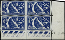 ** N°327 1F50 Outremer, Bloc De 4 CD 24/8/36 - TB - Other & Unclassified