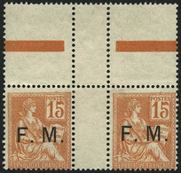 ** N°1 15c Orange, Paire Interpanneau - TB - Military Postage Stamps