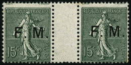 ** N°3 15c Vert-olive, Paire Interpanneau  - TB - Military Postage Stamps