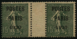 ** N°25 15c Vert-olive, Paire Interpanneau - TB - Other & Unclassified