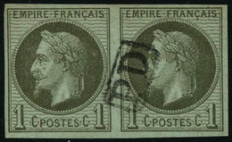 Oblit. N°7 1c Vert-olive, Paire Obl PD (réunion) - TB - Other & Unclassified