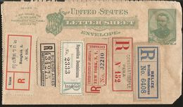 J) 1879 UNITED STATES, POSTAL STATIONARY WITH REGISTRATIONS AND CERTIFICATIONS LABELS, MULTIPLE STAMPS, XF - Autres & Non Classés