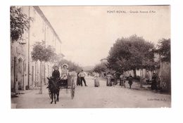 13 Pont Royal Grande Avenue D' Aix Cpa Animée Attelage Ane Mallemort Correspondance 1916 - Mallemort