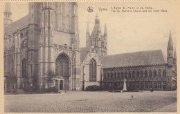 Delcampe - Ieper, Ypres, L'Eglise St Martin Et Les Halles (pk38373) - Ieper