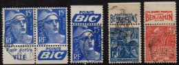 FRANCE - 5 Timbres Avec Bandes Pubs Oblitérées TTB - Zonder Classificatie