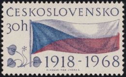 Czechoslovakia / Stamps (1968) 1719: 50th Anniversary Of Czechoslovakia (flag, Detail Of Linden); Painter: Milan Hegar - Francobolli