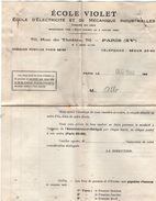 VP10.807 - Document Commercial - Ecole VIOLET - Ecole D'Electricité & De Mécanique Industrielles à PARIS Rue Du Théatre - Elektrizität & Gas