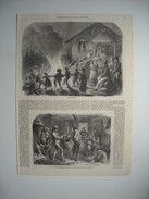 GRAVURE 1855. PAYSANS BRETONS CASSANT LE GATEAU DES ROIS. TAUPES ET MULOTS. - Stampe & Incisioni