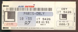 Air Inter - Carte D'embarquement - Boarding Pass - Paris Orly - 1991 - Carte D'imbarco