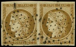 1a   10c. Bistre Brun, PAIRE Obl. ETOILE, TTB - 1849-1850 Ceres