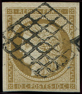 1b   10c. Bistre VERDATRE, Oblitéré GRILLE, TTB. C - 1849-1850 Ceres