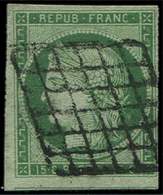 2    15c. Vert, Oblitéré GRILLE, TB - 1849-1850 Ceres