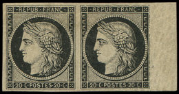 * 3    20c. Noir Sur Jaune, PAIRE Bdf, TB. Br, Cote Maury 2016 - 1849-1850 Cérès