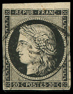3    20c. Noir Sur Jaune, Obl. Càd T14, TB. C - 1849-1850 Cérès