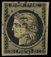 3    20c. Noir Sur Jaune, Obl. PC, TB - 1849-1850 Cérès
