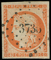 5    40c. Orange, Obl. PC 3730 De MOSTAGANEM, TB - 1849-1850 Cérès