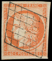 5    40c. Orange, Obl. GRILLE, Frappes Superbe. Br - 1849-1850 Cérès