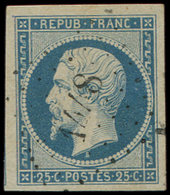 10   25c. Bleu, Grandes Marges, Obl. PC 1448, Frappe Légère, Superbe - 1852 Louis-Napoléon