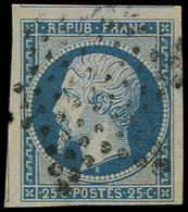 10   25c. Bleu, Grandes Marges, Filet De Voisin En Haut, Obl. Etoile, Superbe - 1852 Louis-Napoléon