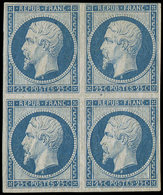 ** R10c 25c. Bleu, REIMPRESSION De 1862, BLOC De 4, Un Ex. * Et Clair, Les Autres TB, Cote Maury - 1852 Louis-Napoléon