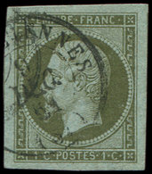 11    1c. Olive, Obl. Càd 9/12/51, Grandes Marges, TTB - 1853-1860 Napoléon III.