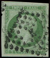 12    5c. Vert, Obl. Los. K, Grandes Marges, TB/TTB - 1853-1860 Napoléon III
