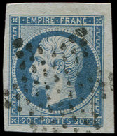 14A  20c. Bleu, T I, Petit Cdf, Obl. Etoile, Superbe - 1853-1860 Napoléon III
