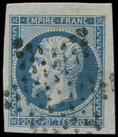 14A  20c. Bleu, T I, Petit Cdf, Obl. Etoile, Superbe - 1853-1860 Napoléon III.