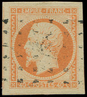 16b  40c. Orange Sur Paille, Obl. Roulette De Points, Marges énormes, Superbe - 1853-1860 Napoléon III.